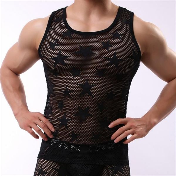 mens transparent clothing homewear i shaped hollowing out vest tees star mesh breathable tank for the only, White;black
mens transparent clothing homewear i shaped hollowing out vest tees star mesh breathable tank for the only, White;black