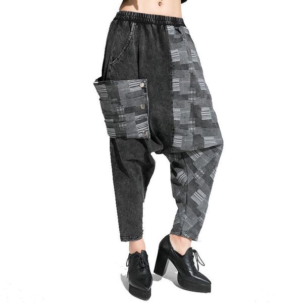 women's pants & capris qing mo spring women patchwork cross 2021 personality trousers female high waist ankle length zqy3073, Black;white
women's pants & capris qing mo spring women patchwork cross 2021 personality trousers female high waist ankle length zqy3073, Black;white