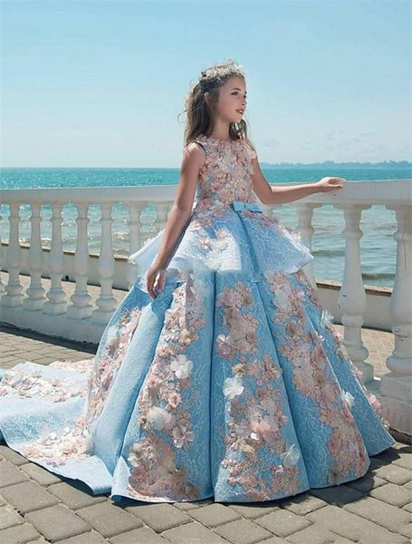 sky blue flower girl dress pageant wear jewel sleeveless 3d floral appliqued lace ruched cute elegant custom made sweep train birthday gowns, White;blue
sky blue flower girl dress pageant wear jewel sleeveless 3d floral appliqued lace ruched cute elegant custom made sweep train birthday gowns, White;blue