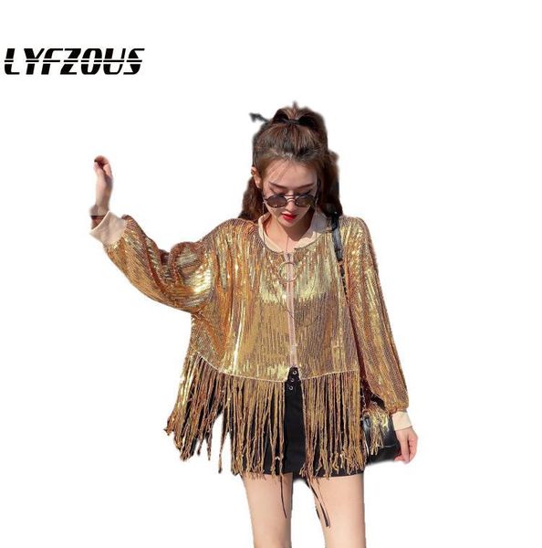 women's jackets fashion tassel sequins short coats and women loose long sleeve outerwear cropped lady casaco, Black;brown
women's jackets fashion tassel sequins short coats and women loose long sleeve outerwear cropped lady casaco, Black;brown