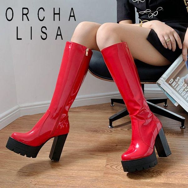 boots 2021 zipper knee high women white square heel long woman patent leather shoes spring winter large size 34-43, Black
boots 2021 zipper knee high women white square heel long woman patent leather shoes spring winter large size 34-43, Black