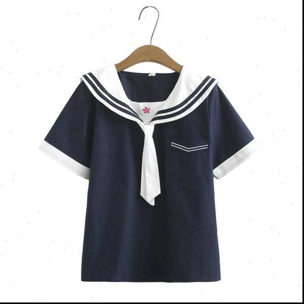 sailor collar short sleeve womens shirt tie and summer floral embroidery cotton shirts with pocket sweet style blusa, White
sailor collar short sleeve womens shirt tie and summer floral embroidery cotton shirts with pocket sweet style blusa, White