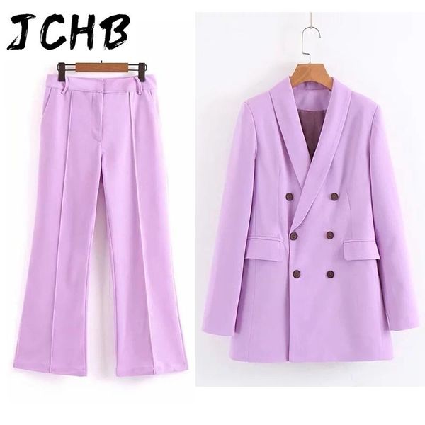 women purple blazer two pcs sets elegant turn-down collar double breasted office ladies business ol femme pants suit women's piece, White
women purple blazer two pcs sets elegant turn-down collar double breasted office ladies business ol femme pants suit women's piece, White