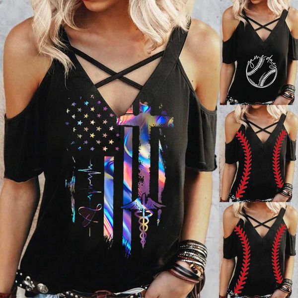 women's t-shirt for women summer open-neck short sleeve printing off-shoulder sling cold shoulder ladies casual loose tee, White
women's t-shirt for women summer open-neck short sleeve printing off-shoulder sling cold shoulder ladies casual loose tee, White