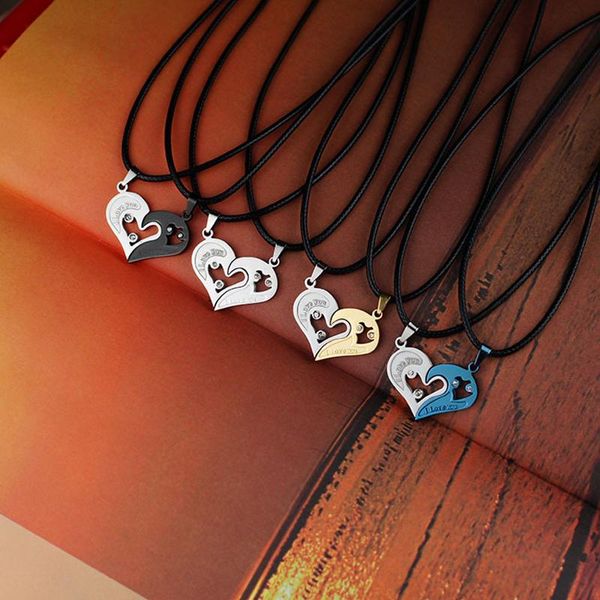 pendant necklaces 1 pair fashion loving couple necklace heart-shaped alloy leather chain trendy korean jewelry, Silver
pendant necklaces 1 pair fashion loving couple necklace heart-shaped alloy leather chain trendy korean jewelry, Silver