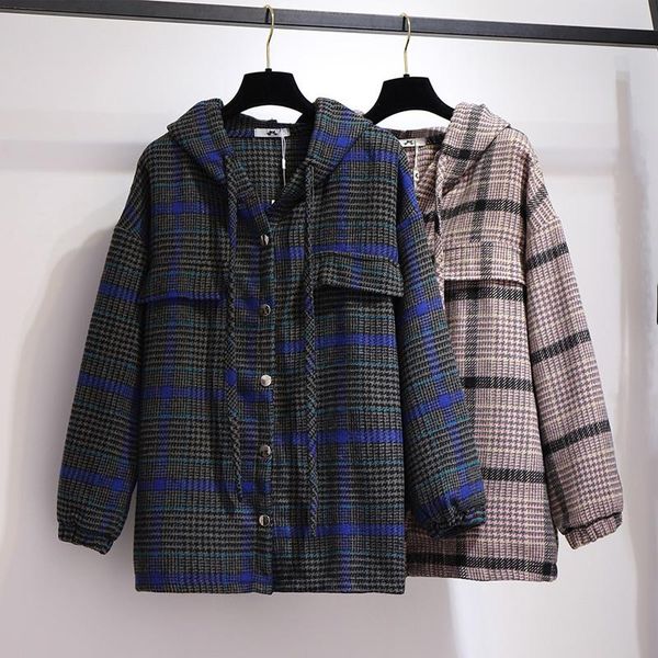 women's jackets (117~157cm) ladies winter korean loose plaid cardigan hooded jacket drawstring single-breasted fashion long overcoat b7, Black;brown
women's jackets (117~157cm) ladies winter korean loose plaid cardigan hooded jacket drawstring single-breasted fashion long overcoat b7, Black;brown