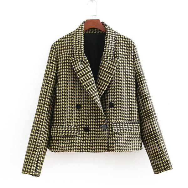 women's suits & blazers asds vintage loose plaid blazer houndstooth pockets notched collar long sleeve coat female retro outerwear over, White;black
women's suits & blazers asds vintage loose plaid blazer houndstooth pockets notched collar long sleeve coat female retro outerwear over, White;black