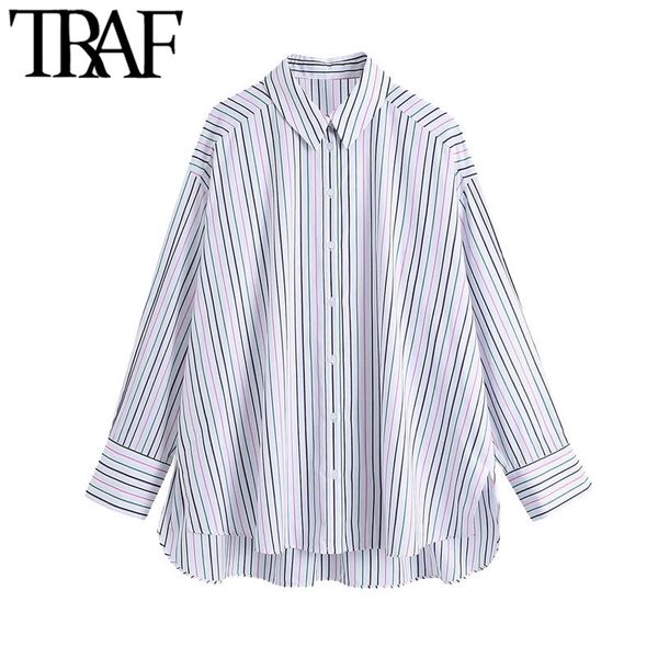 traf women fashion oversized striped asymmetric blouses vintage long sleeve side vents female shirts blusas chic 210415, White
traf women fashion oversized striped asymmetric blouses vintage long sleeve side vents female shirts blusas chic 210415, White