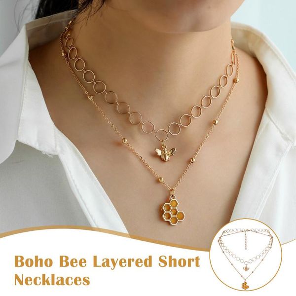 boho bee layered short necklaces gold honeycombs pendant necklace beaded chain for women and girls k2, Silver
boho bee layered short necklaces gold honeycombs pendant necklace beaded chain for women and girls k2, Silver