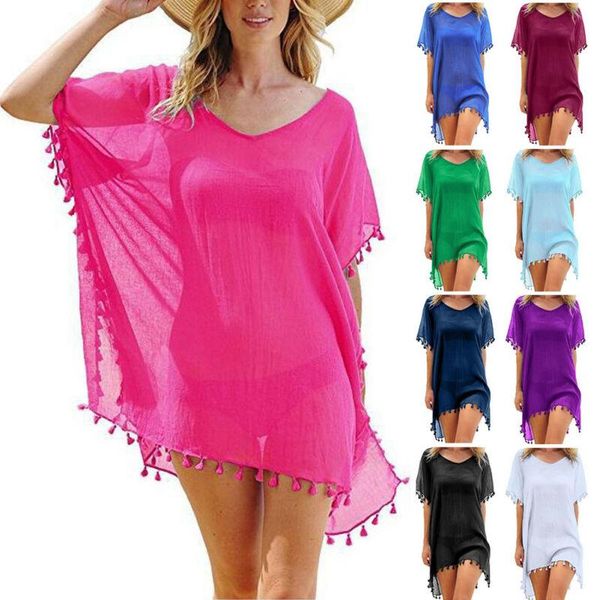 women's swimwear chiffon tassels beach wear women swimsuit cover up bathing suits summer mini dress loose solid pareo ups, White;black
women's swimwear chiffon tassels beach wear women swimsuit cover up bathing suits summer mini dress loose solid pareo ups, White;black