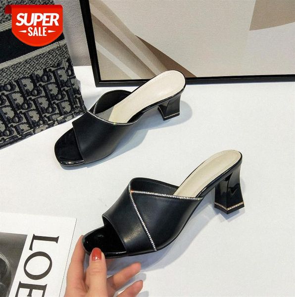 sandals and slippers for women's outer wear, thick-heeled half slippers, layer cowhide high-heeled shoes, shoes #fu7c, Black
sandals and slippers for women's outer wear, thick-heeled half slippers, layer cowhide high-heeled shoes, shoes #fu7c, Black
