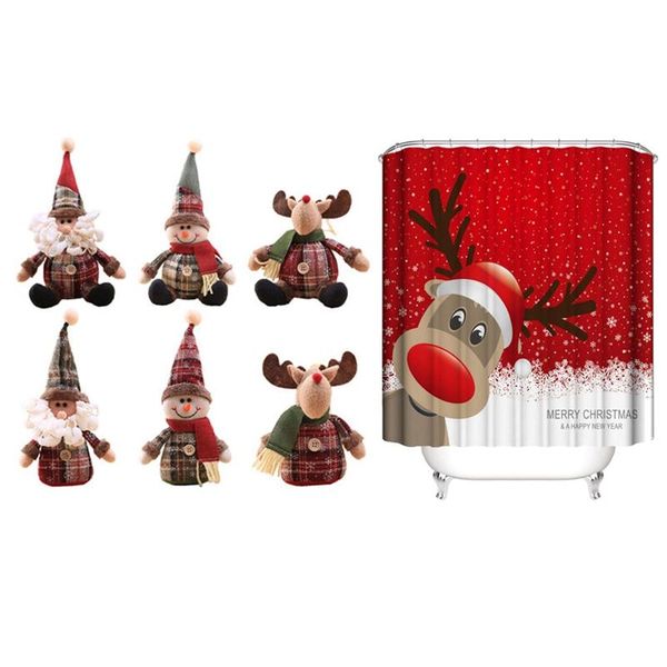 1pc 180x180cm christmas bathroom curtain & set of 6 tree ornaments cartoon doll snowflake plaid cloth shower curtains
1pc 180x180cm christmas bathroom curtain & set of 6 tree ornaments cartoon doll snowflake plaid cloth shower curtains