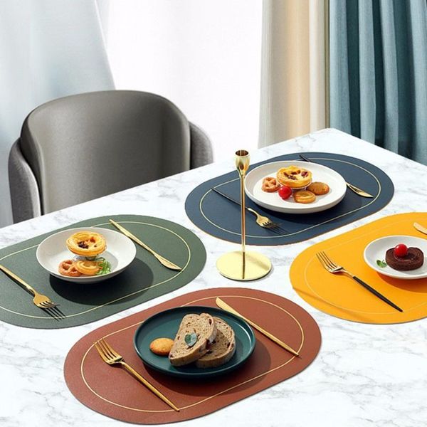 mats & pads 1pc pvc leather table mat nordic stripe color anti-slip water-proof placemat oval dining tablemat insulation pad 45*30cm
mats & pads 1pc pvc leather table mat nordic stripe color anti-slip water-proof placemat oval dining tablemat insulation pad 45*30cm