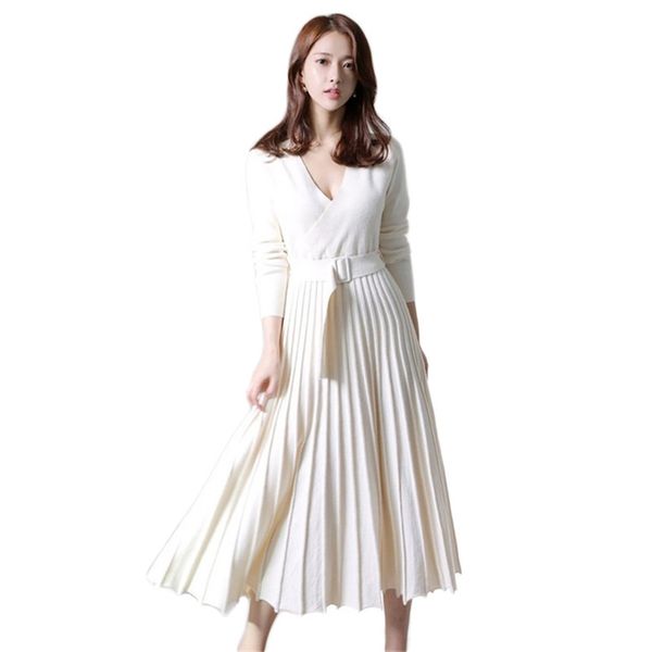 winter dress women light beige apricot v neck slim elegant belt bottoming pleated knitted sweater feminina lr963 210531, Black;gray
winter dress women light beige apricot v neck slim elegant belt bottoming pleated knitted sweater feminina lr963 210531, Black;gray