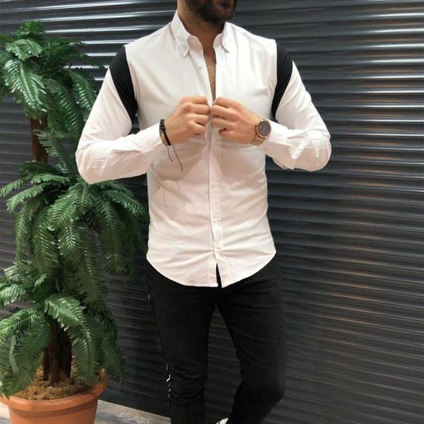 men's casual shirts shirt autumn&winter fashion long sleeve color matching blouse korean chemise homme, White;black
men's casual shirts shirt autumn&winter fashion long sleeve color matching blouse korean chemise homme, White;black
