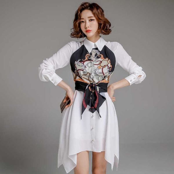 long sleeve spring dress patchwork asymmetrical shirt floral print lace up women clothing 210529, Black;gray
long sleeve spring dress patchwork asymmetrical shirt floral print lace up women clothing 210529, Black;gray