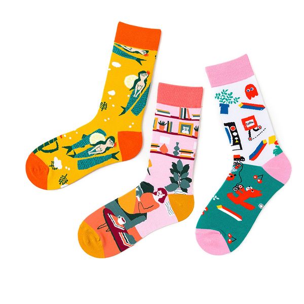 fashion socks long middle tube street creative women's all cotton children, Black;white
fashion socks long middle tube street creative women's all cotton children, Black;white