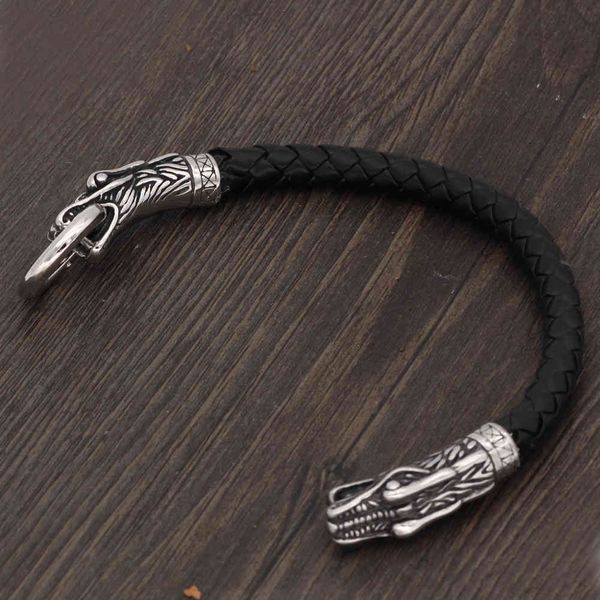 new exquisite stainless steel viking celtic dragon titanium bracelet leather, Silver
new exquisite stainless steel viking celtic dragon titanium bracelet leather, Silver