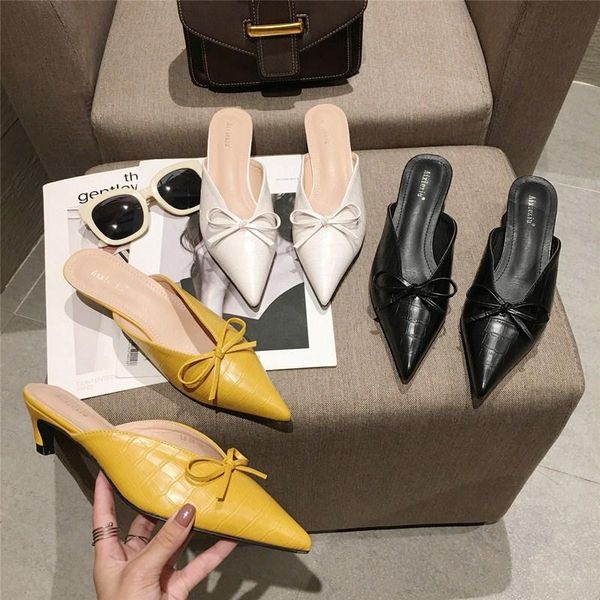 slippers butterfly-knot solid mules shoes woman thin heels shallow all match pointed toe fashion ol ladies slides femme footwear, Black
slippers butterfly-knot solid mules shoes woman thin heels shallow all match pointed toe fashion ol ladies slides femme footwear, Black