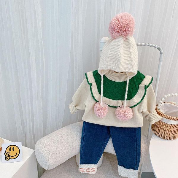 pullover autumn winter long sleeve o neck solid ruffles children kids thicken knitwear sweater princess girls jumpers clothes, Blue
pullover autumn winter long sleeve o neck solid ruffles children kids thicken knitwear sweater princess girls jumpers clothes, Blue