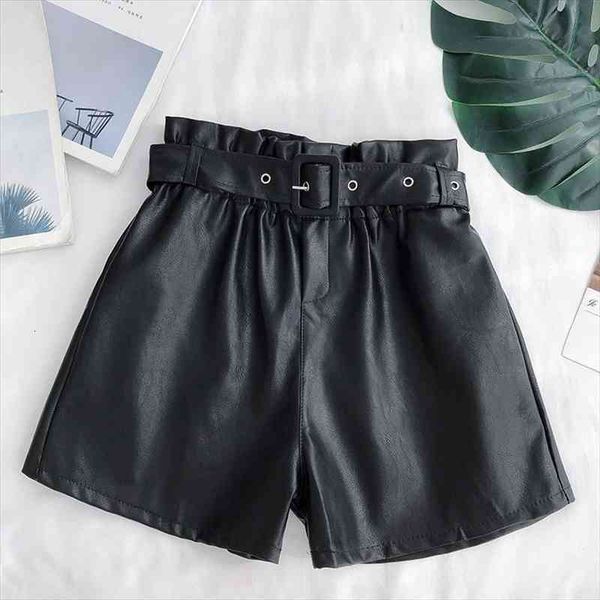 high waist pu leather shorts women sashes wide leg shorts punk style spring autumn winter casual loose short, White;black
high waist pu leather shorts women sashes wide leg shorts punk style spring autumn winter casual loose short, White;black