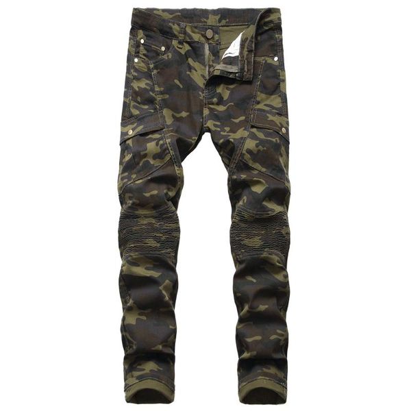 men's jeans camouflage slim fit multi-pocket stretch skinny pleated pants vintage distressed straight leg, Blue
men's jeans camouflage slim fit multi-pocket stretch skinny pleated pants vintage distressed straight leg, Blue