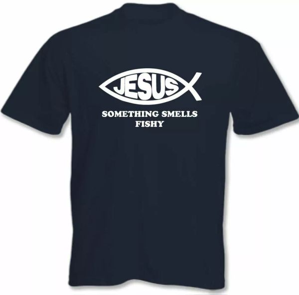 atheist t shirt atheism darwin fish jesus something smells fishy mens funny, White;black
atheist t shirt atheism darwin fish jesus something smells fishy mens funny, White;black