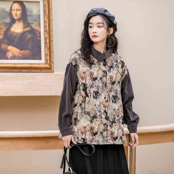 women's two piece pants autumn animal print corduroy shirt long sleeve button up women patchwork vintage and blouse fashion uu, White
women's two piece pants autumn animal print corduroy shirt long sleeve button up women patchwork vintage and blouse fashion uu, White