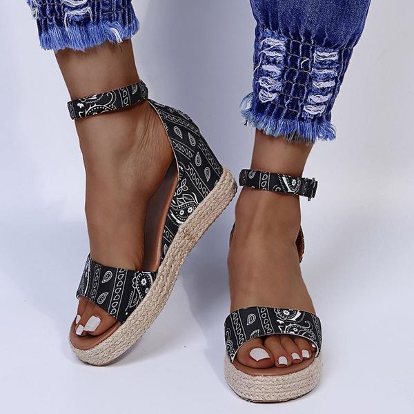 sandals women's summer shoes buckle strap wedges weave beach open toe breathable retro print women roman #01, Black
sandals women's summer shoes buckle strap wedges weave beach open toe breathable retro print women roman #01, Black