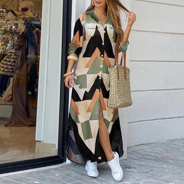 casual dresses vintage printed women maxi dress 2021 autumn holiday beach long femme robe elegant lady shirt fashion vestidos, Black;gray
casual dresses vintage printed women maxi dress 2021 autumn holiday beach long femme robe elegant lady shirt fashion vestidos, Black;gray