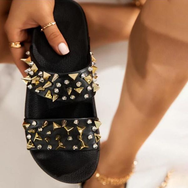 women slippers rivet cool sandals shoes summer slides ladies pu beach comfort woman 2021 female casual zapatos mujer, Black
women slippers rivet cool sandals shoes summer slides ladies pu beach comfort woman 2021 female casual zapatos mujer, Black