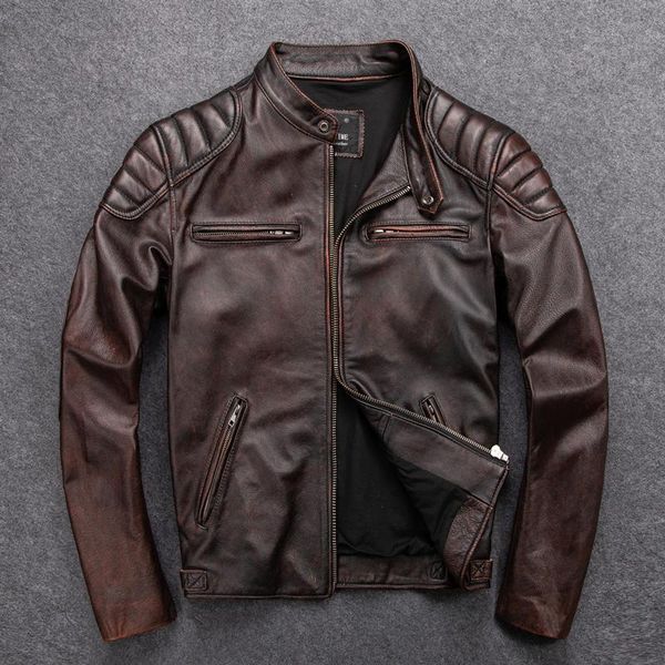 gu.seemio vintage men genuin leather jackets cowhide motorcycle motor biker clothing distressed coat stand collar men's & faux, Black
gu.seemio vintage men genuin leather jackets cowhide motorcycle motor biker clothing distressed coat stand collar men's & faux, Black