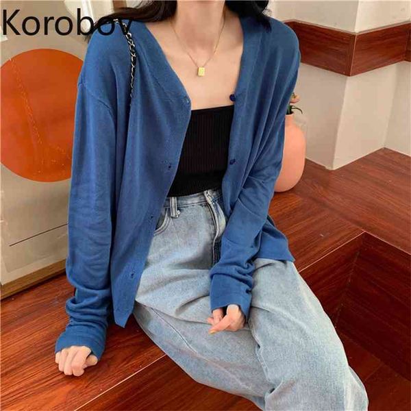 korobov female korean version of the wild loose thin sunscreen solid color v-neck long-sleeved cardigan knitted jacket 210430, White;black
korobov female korean version of the wild loose thin sunscreen solid color v-neck long-sleeved cardigan knitted jacket 210430, White;black