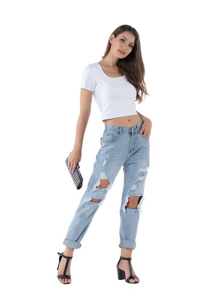 fashion a pair of jeans 2021 baggy large street women's perforated cross pants, Blue
fashion a pair of jeans 2021 baggy large street women's perforated cross pants, Blue