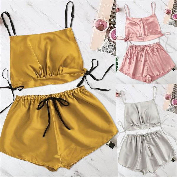 satin pajamas summer solid womens sleepwears pyjamas set tank shorts cute underwear soft sleeveless nightwear, Black;red
satin pajamas summer solid womens sleepwears pyjamas set tank shorts cute underwear soft sleeveless nightwear, Black;red