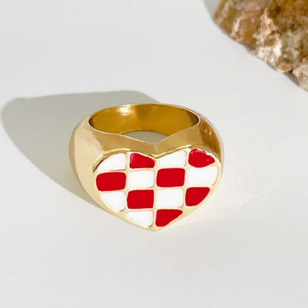cluster rings trendy red white plaid heart enamel ring for women lover girls romantic cute chunky mix color love finger korean jewelry, Golden;silver
cluster rings trendy red white plaid heart enamel ring for women lover girls romantic cute chunky mix color love finger korean jewelry, Golden;silver