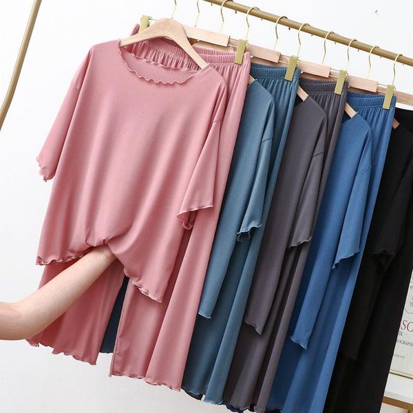 women's sleepwear modal pajamas summer pure cotton large size suit home wear spring and autumn ice silk short sleeve thin style can be, Black;red
women's sleepwear modal pajamas summer pure cotton large size suit home wear spring and autumn ice silk short sleeve thin style can be, Black;red