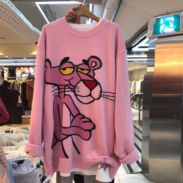 2021 spring korean new cartoon sweater womens loose leopard round neck loose casual pullover knitting sweater z006, White;black
2021 spring korean new cartoon sweater womens loose leopard round neck loose casual pullover knitting sweater z006, White;black