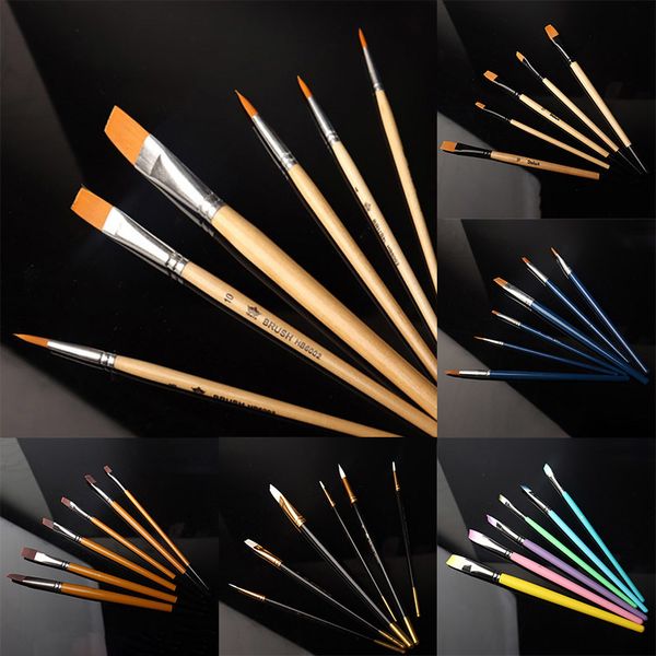 6pcs/set watercolor paint pen flat peak nylon hair oil painting brushes drawing art supplies multi purpose wooden handle
6pcs/set watercolor paint pen flat peak nylon hair oil painting brushes drawing art supplies multi purpose wooden handle