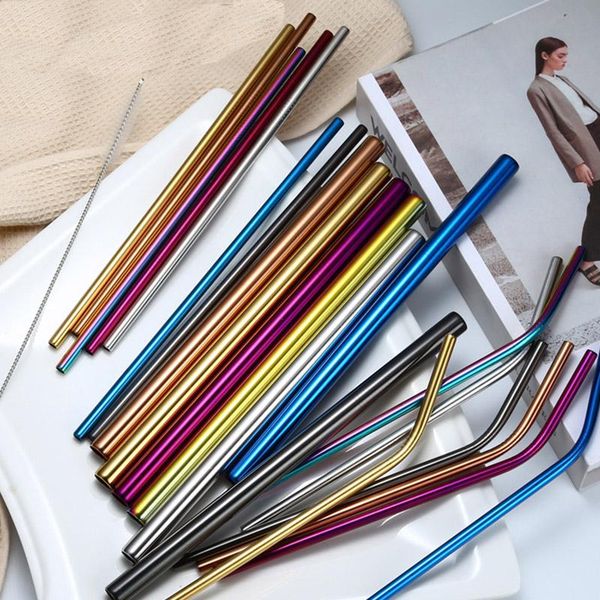 drinking straws 6 stainless steel color straight and curved reusable coffee drink milk tea with cleaning brush
drinking straws 6 stainless steel color straight and curved reusable coffee drink milk tea with cleaning brush