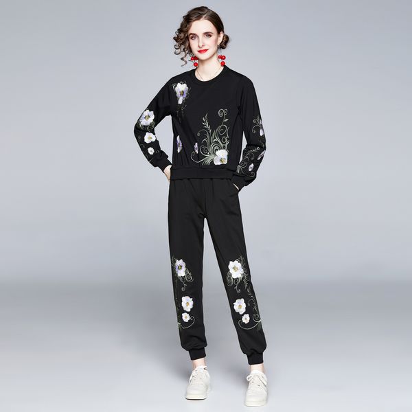 tracksuits fashion sport suit flower heavy industry embroidery leisure loose women's winter two piece european, Gray
tracksuits fashion sport suit flower heavy industry embroidery leisure loose women's winter two piece european, Gray