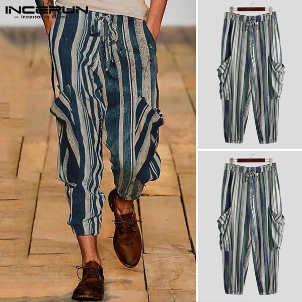 men's pants incerun men striped harem streetwear drawstring pockets joggers trousers baggy fashion hawaiian casual 2021 3xl, Black
men's pants incerun men striped harem streetwear drawstring pockets joggers trousers baggy fashion hawaiian casual 2021 3xl, Black