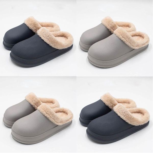 slippers warm lined home waterproof indoor and outdoor garden shoes, Black