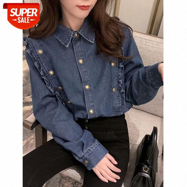 design sense x public denim shirt women's retro hong kong flavor wood ears age-reducing chic #vp4h, White
design sense x public denim shirt women's retro hong kong flavor wood ears age-reducing chic #vp4h, White