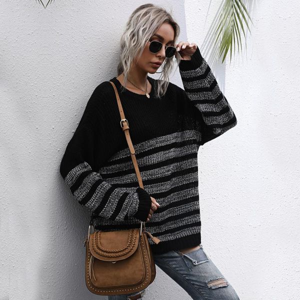 women's sweaters women knitted stripe sweater winter long sleeve pullover female, White;black
women's sweaters women knitted stripe sweater winter long sleeve pullover female, White;black