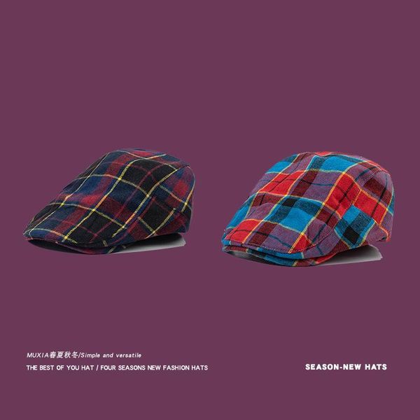 berets 2021 british retro style colored plaid trendy red orange blue fashion for woman and man cap hats, Blue;gray
berets 2021 british retro style colored plaid trendy red orange blue fashion for woman and man cap hats, Blue;gray