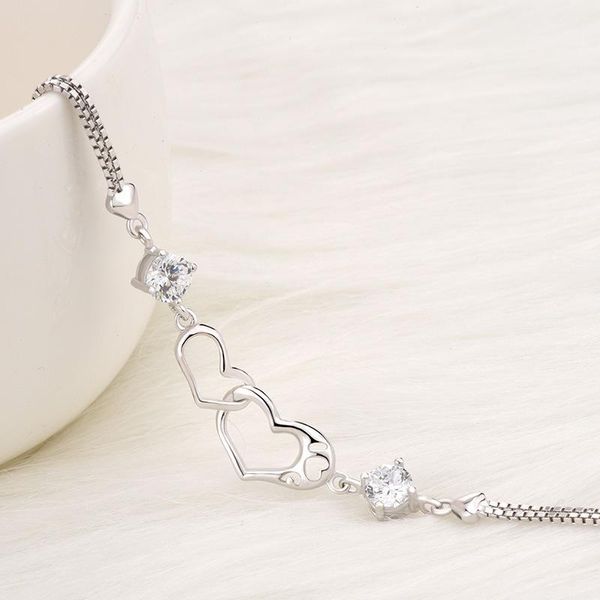 bangle s925 sterling silver two heart clasp bracelet women's japanese and korean minority fashion simple diamond inlaid bracele, Black
bangle s925 sterling silver two heart clasp bracelet women's japanese and korean minority fashion simple diamond inlaid bracele, Black