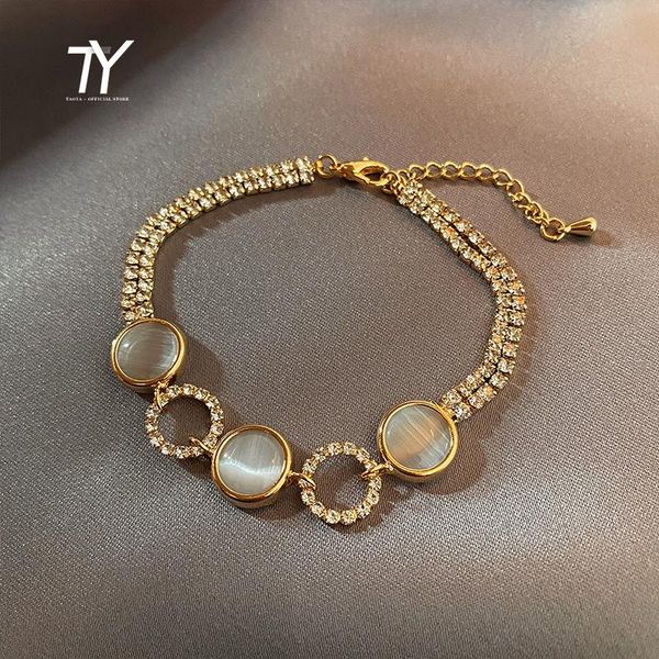 charm bracelets luxury opal circle gold for woman 2021 korean fashion jewelry wedding party girl's accessories goth bracelet, Golden;silver 
charm bracelets luxury opal circle gold for woman 2021 korean fashion jewelry wedding party girl's accessories goth bracelet, Golden;silver