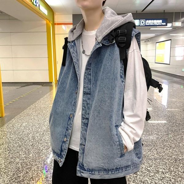 men's vests preppy denim vest men spring autumn straight hooded waistcoat single breasted loose fit casual sleeveless jackets male s-3x, Black;white
men's vests preppy denim vest men spring autumn straight hooded waistcoat single breasted loose fit casual sleeveless jackets male s-3x, Black;white