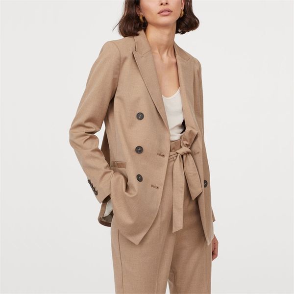 autumn and winter women's suit casual solid color double-breasted 210430, White;black
autumn and winter women's suit casual solid color double-breasted 210430, White;black